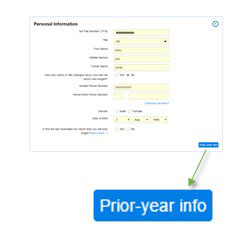 Prefill button for prior year's tax return information