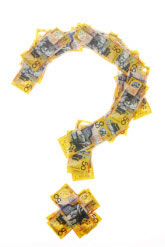 Question mark using $50 notes