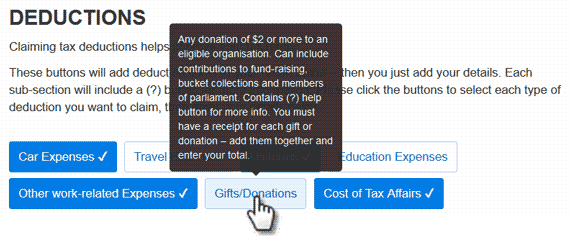 Etax help info hover