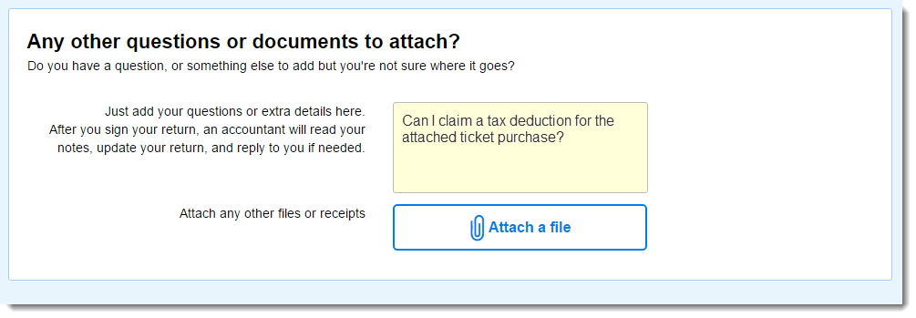 Any other questions? New Feature in Etax Tax Return
