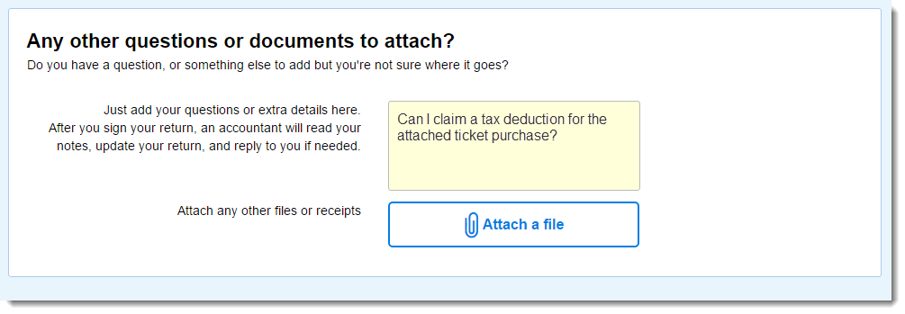 Any other questions? New Feature in Etax Tax Return