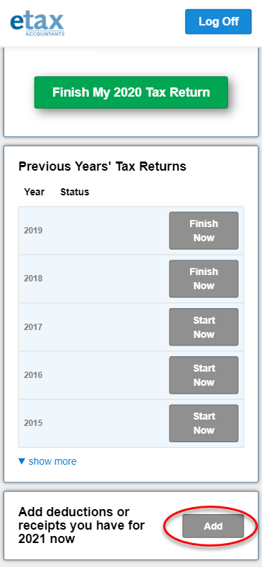 2020 tax deductions save receipt feature