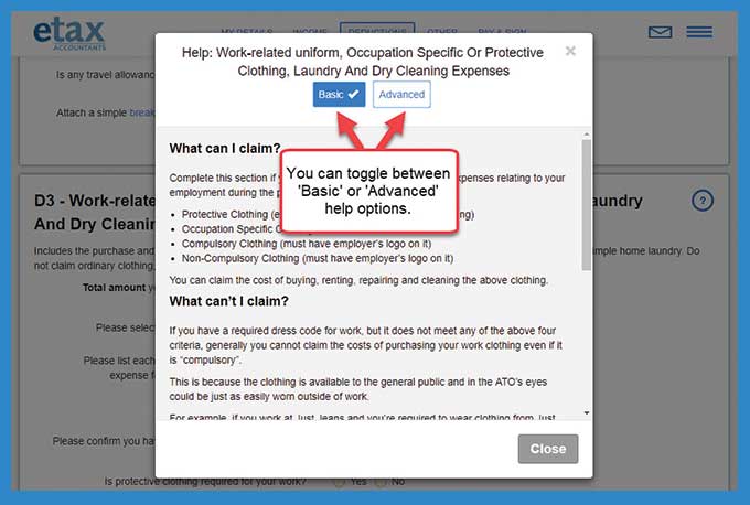 help details for your tax return