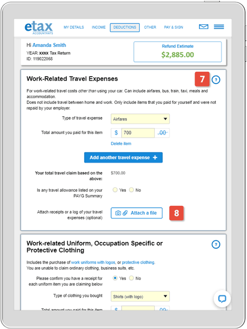 The deductions section help maximise your claims before you lodge your tax return