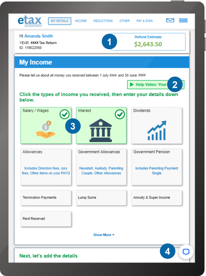 Features Of The Etax Online Tax Return