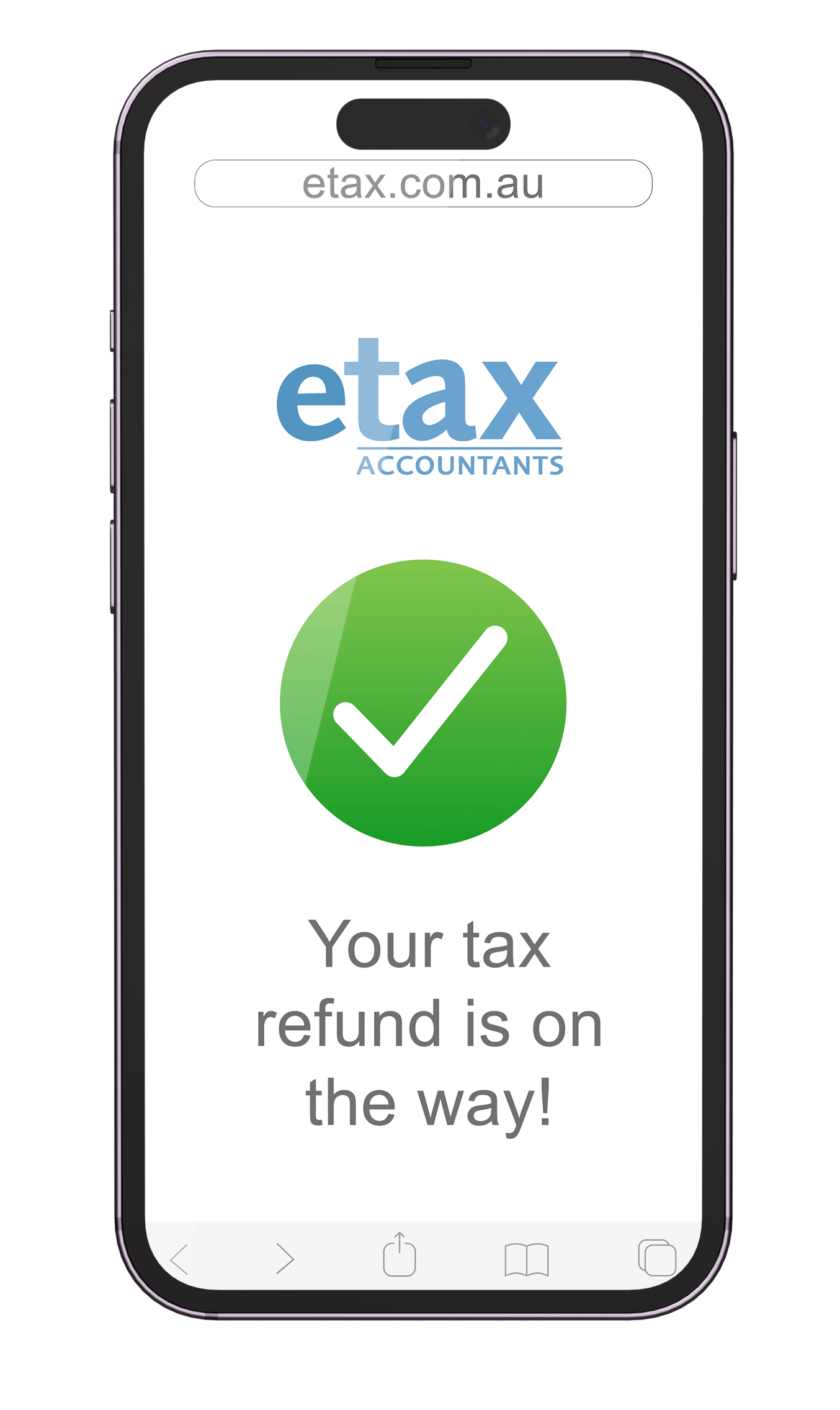 tax refund notification on mobile screen