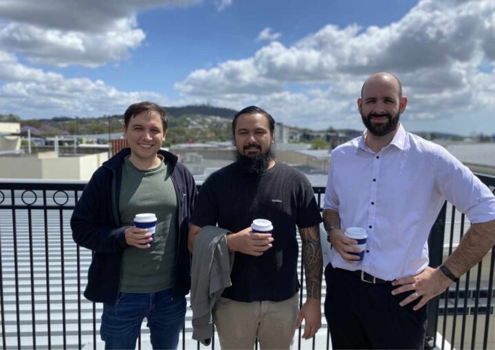 Etax staff enjoying coffee and sunshine