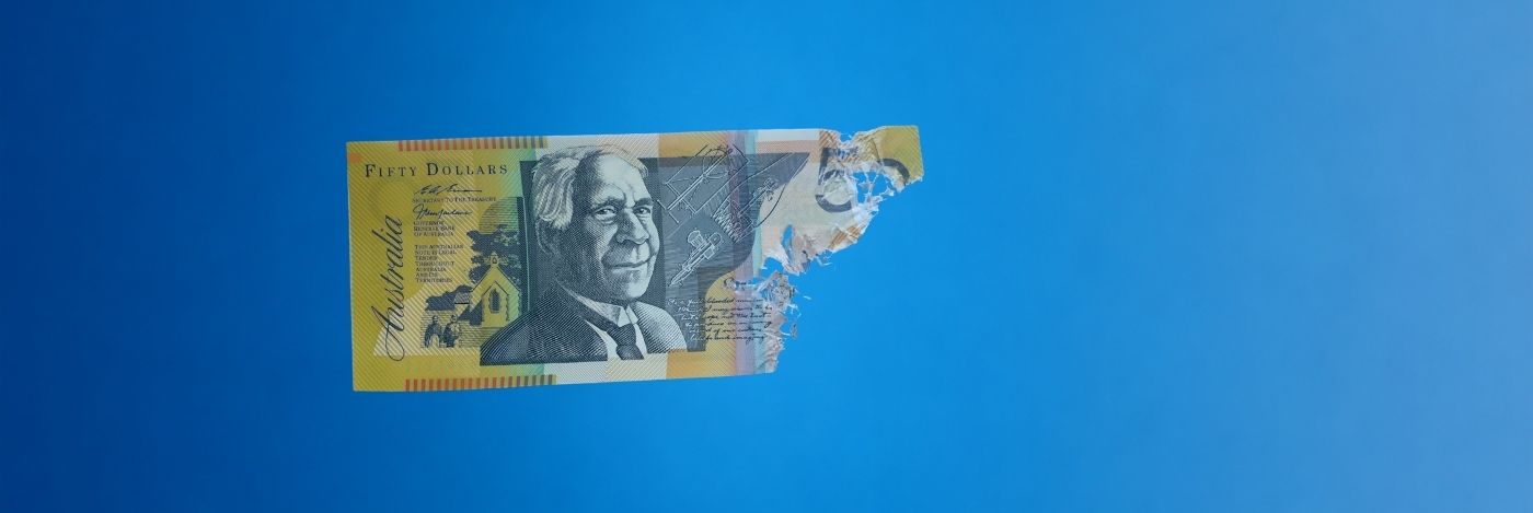 Ripped $50 note banner