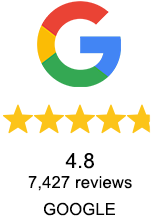 Google graphic showing 7,427 Google reviews for Etax
