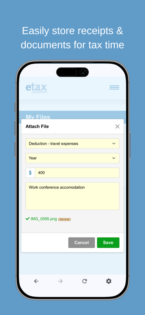 Mobile app screenshot - upload files
