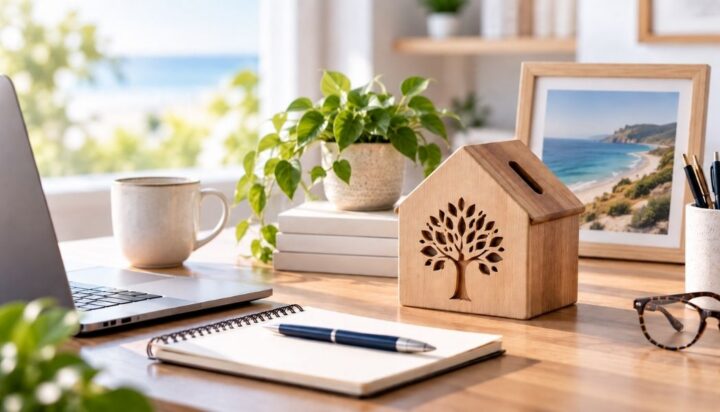 Personal Super Contributions - Office desk with money box