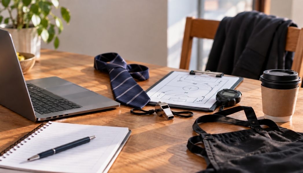 Items representing multiple industries sitting on a table